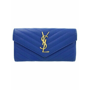 SAINT LAURENT Paris Monogram Flap Wallet Bi fold Long